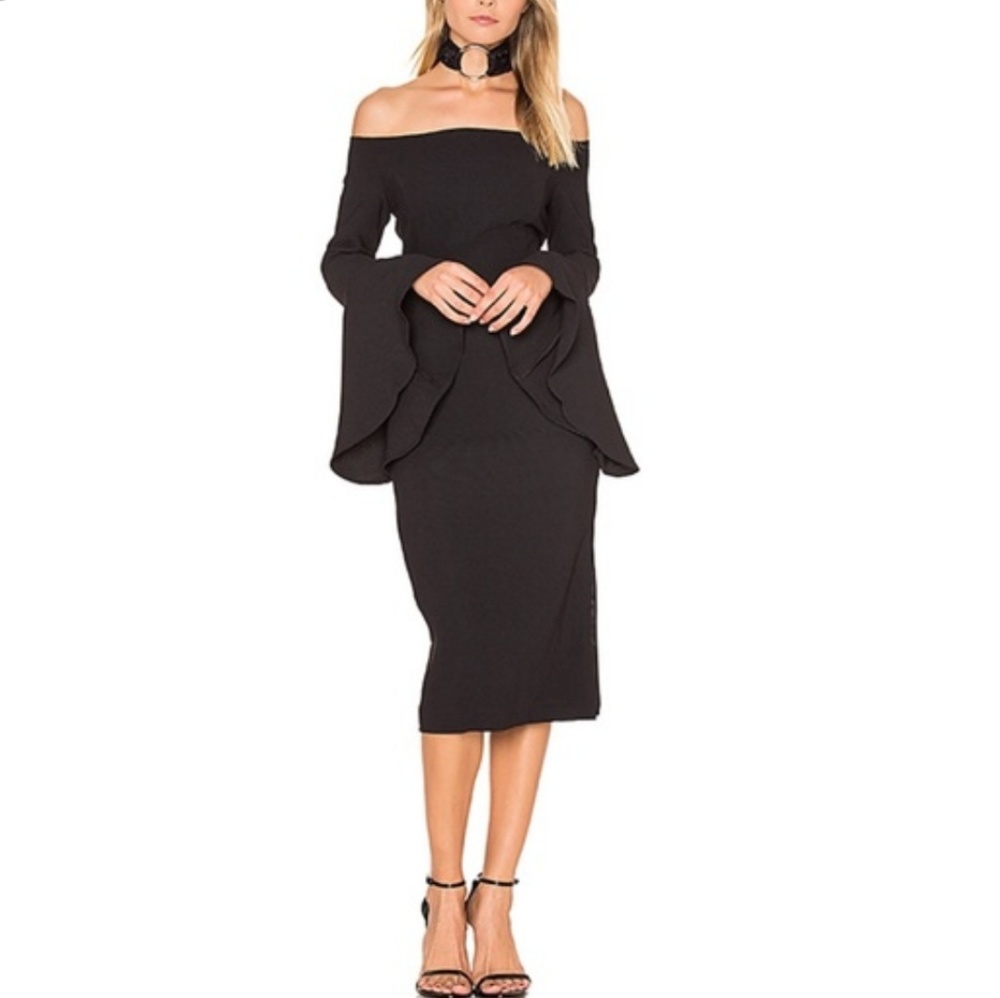Bardot black midi dress